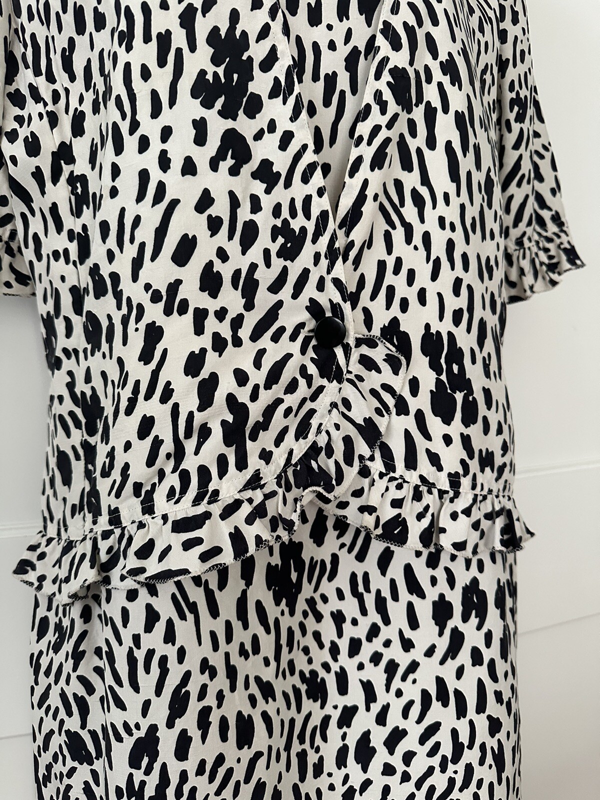 Vintage Valentino Miss V Dress SZ 42 Silk Early 90s Cream Black Dress Flawless