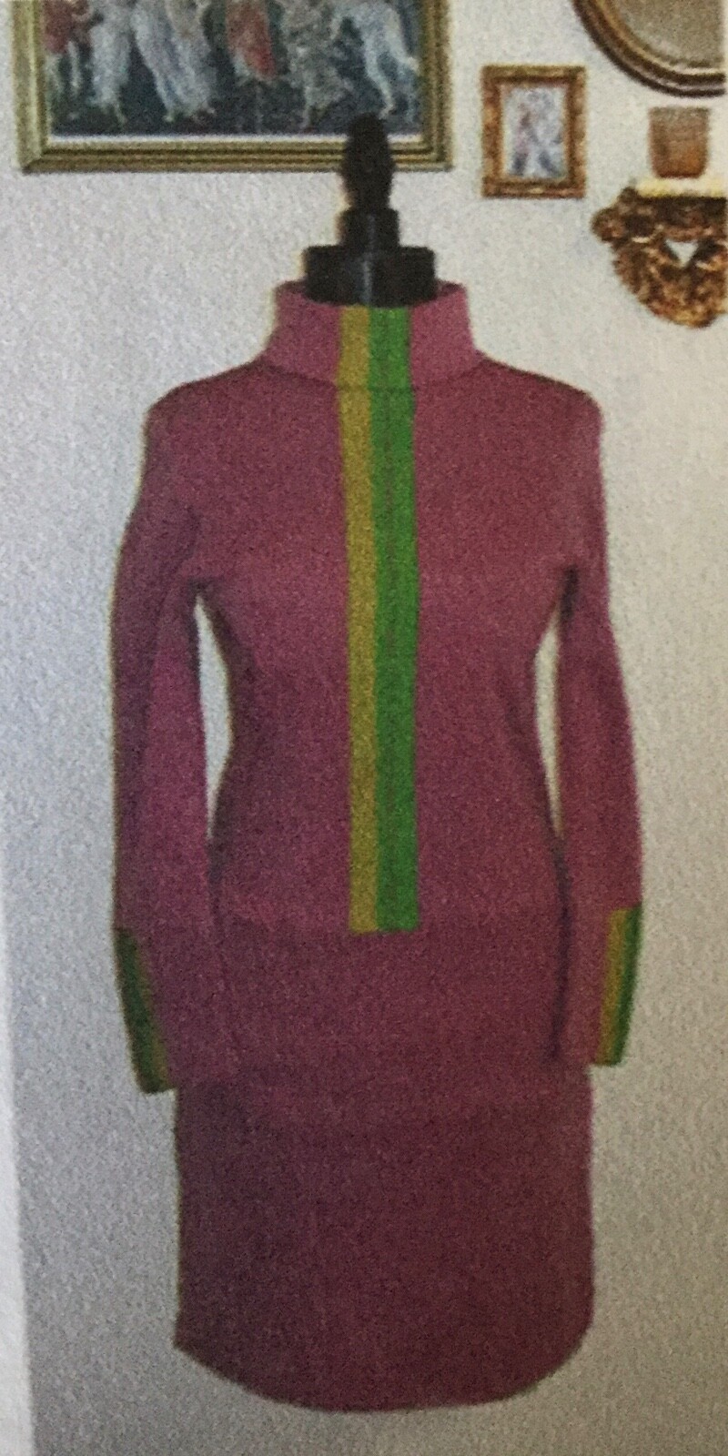 Rudi Gernreich by Harmon Knitwear 1960’s lavender & lime wool dress sz 8