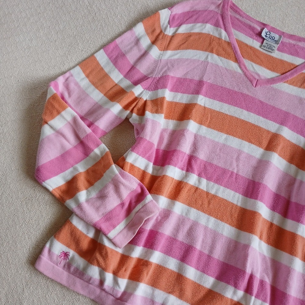 lilly pullitzer cotton vintage striped large sweater preppy chic candy stripe