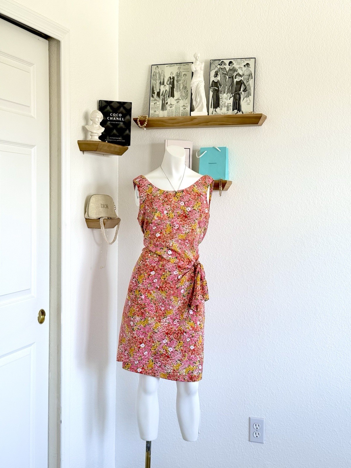 Vintage Guess by Georges Marciano 2 Floral Wrap Mini Dress 80s 90s Cottagecore