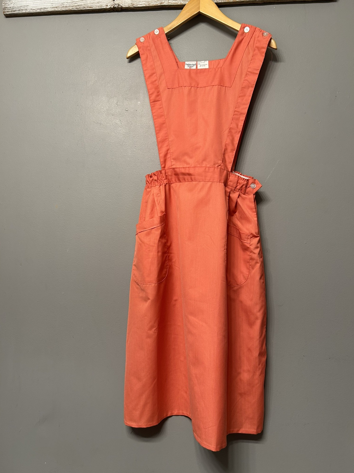 Vtg Fashion Seal Shane Apron Dress Pink Cottage Core Medium Smock Button Strap