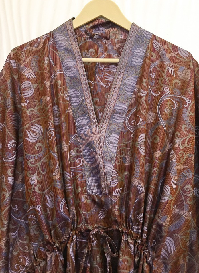 Vintage Sari Kaftan / Pure Cotton Long Maxi Dress / Luxury Resort Wear CFN1207