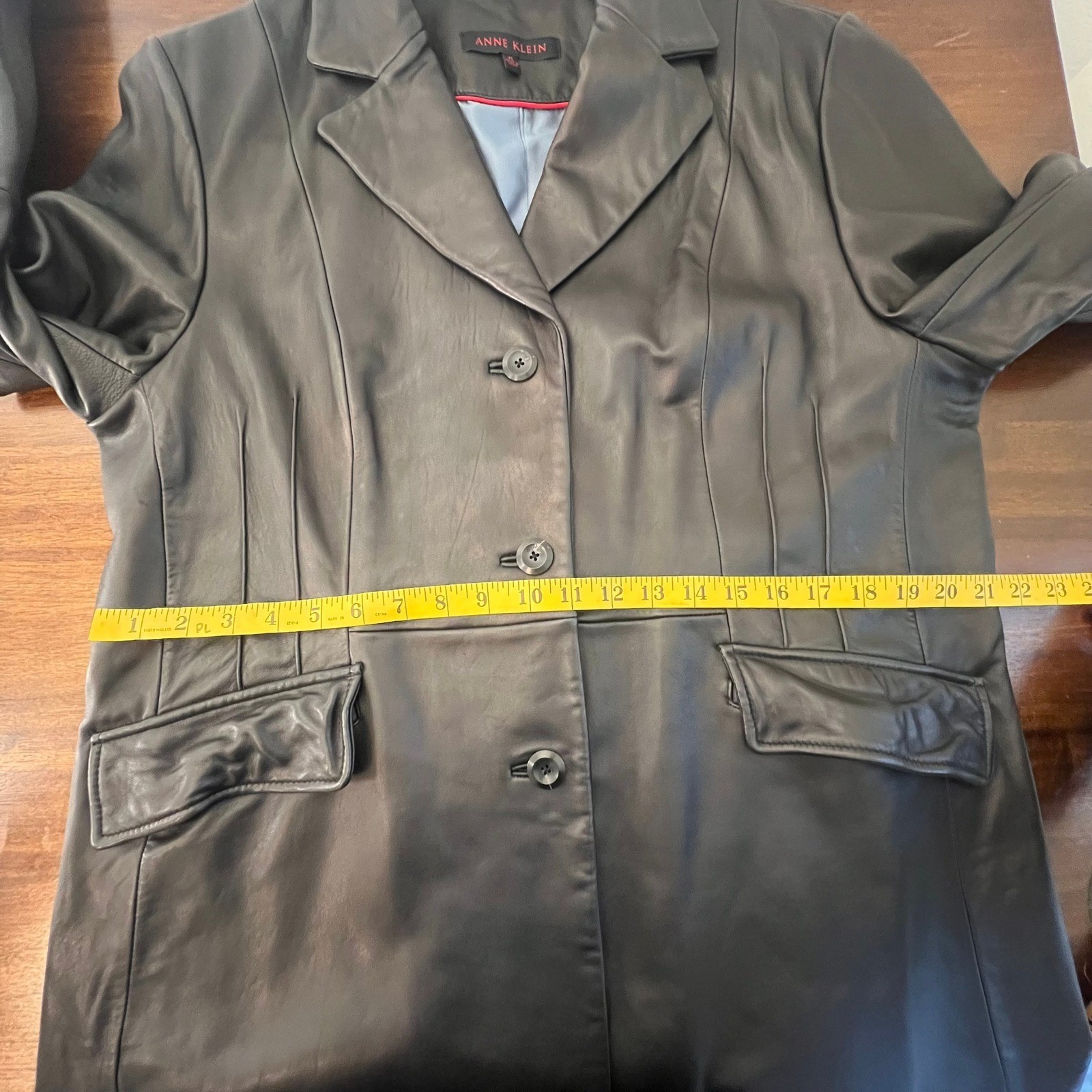 Vintage Lamb Leather Jacket Womens XL Ann Klein Black Old Money Luxury Classic