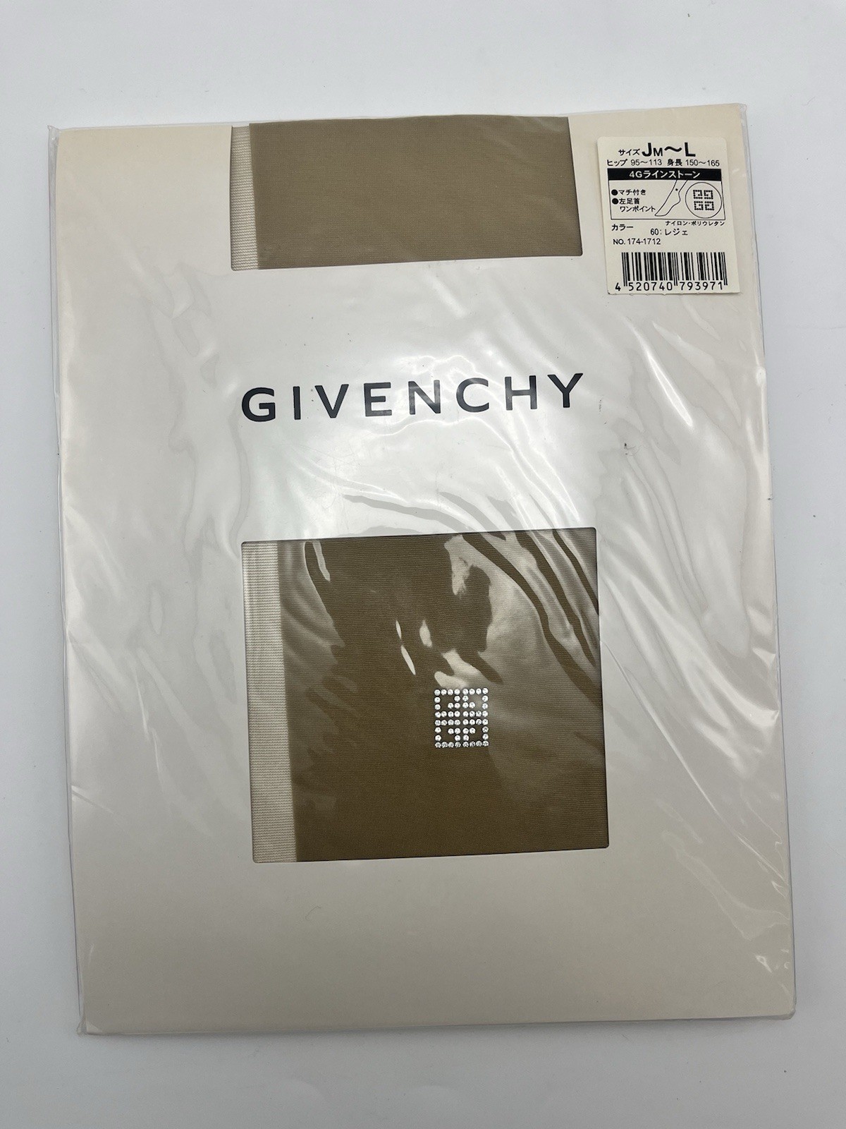 GIVENCHY Pantyhose Tights Nude Lerger SWAROVSKI Crystal 4G Logo Ankle Size JM-L