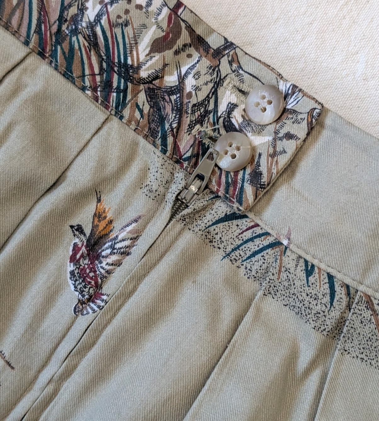 Vintage 80s Women’s All Cotton Hunting Dog Print Maxi Skirt Ruff Hewn Size 14 US