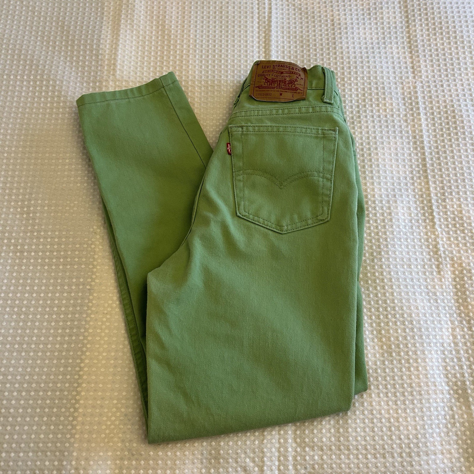 Levis 512 Jeans Size 7 Vintage Green High Rise Tapered (Fit 25 x 28) USA 90s
