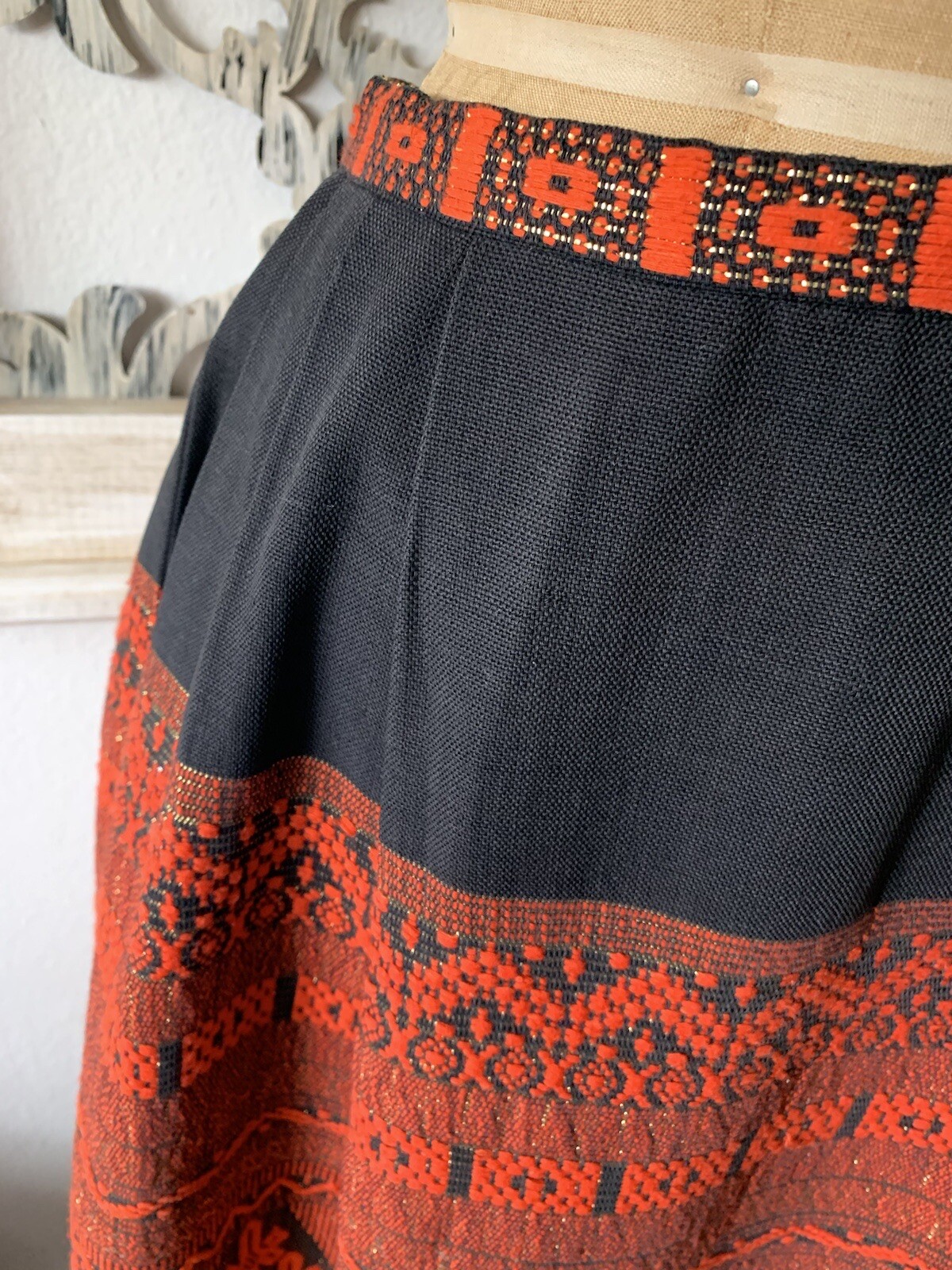 Vintage Hand Woven Mayan Cotton Skirt 50s 60s