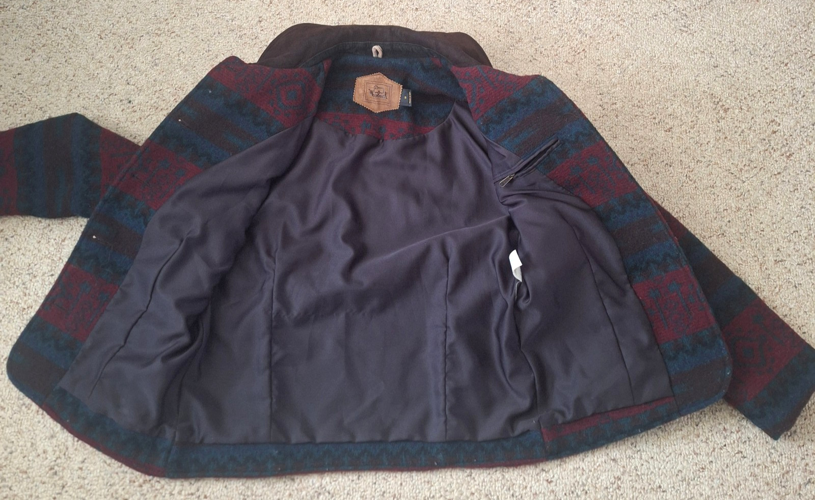 VTG Woolrich Wool Jacket Womens Small Aztec Navajo Southwestern Nordic Suede USA