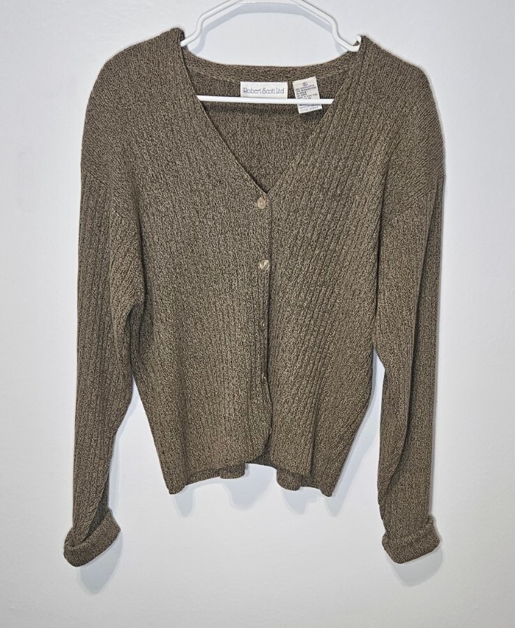 Vintage Robert Scott Ltd Brown Sweater XL Detachable Shoulder Pads B9