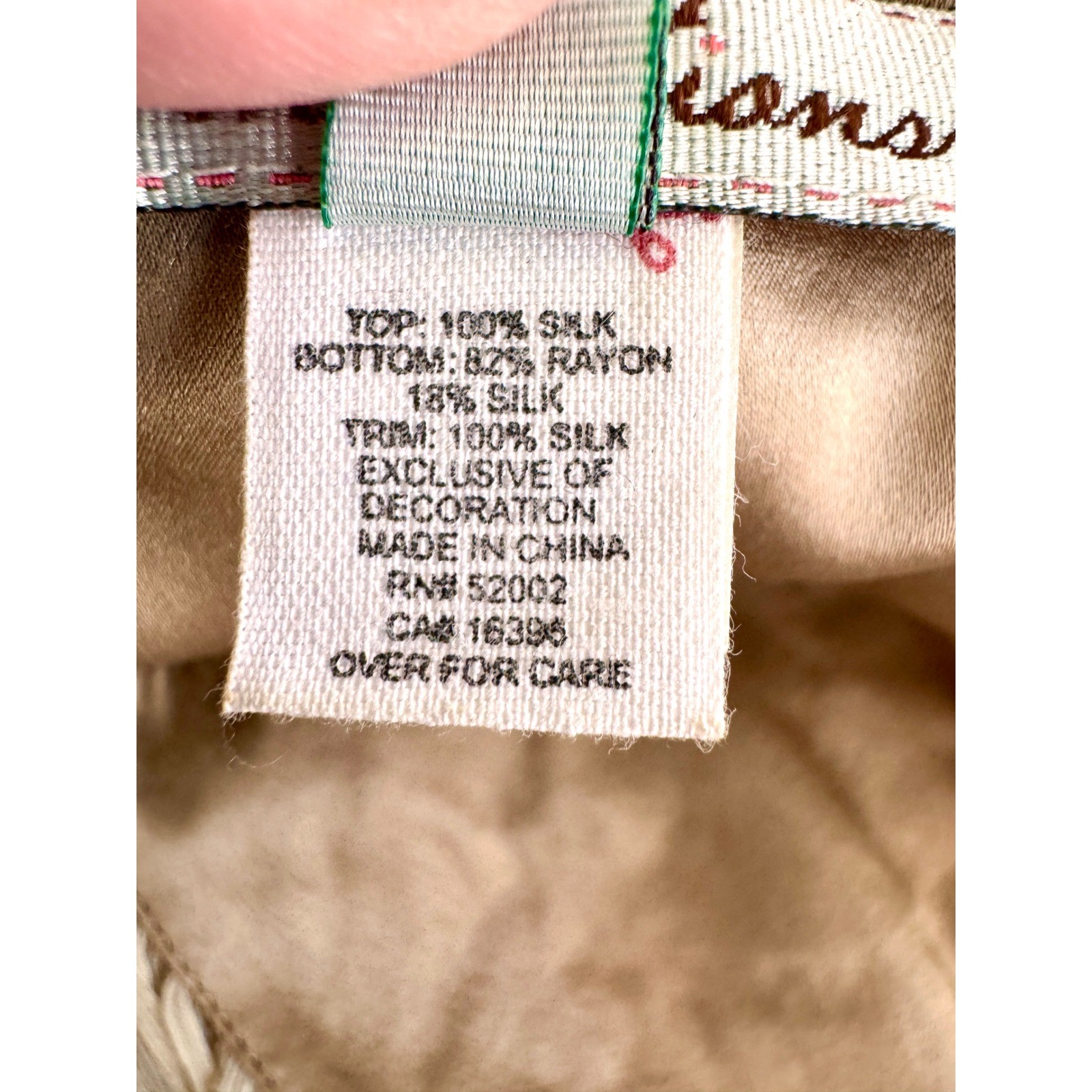 Intuitions Vintage 90s Silk Velvet Beaded Camisole Top Champagne Olive Size 6