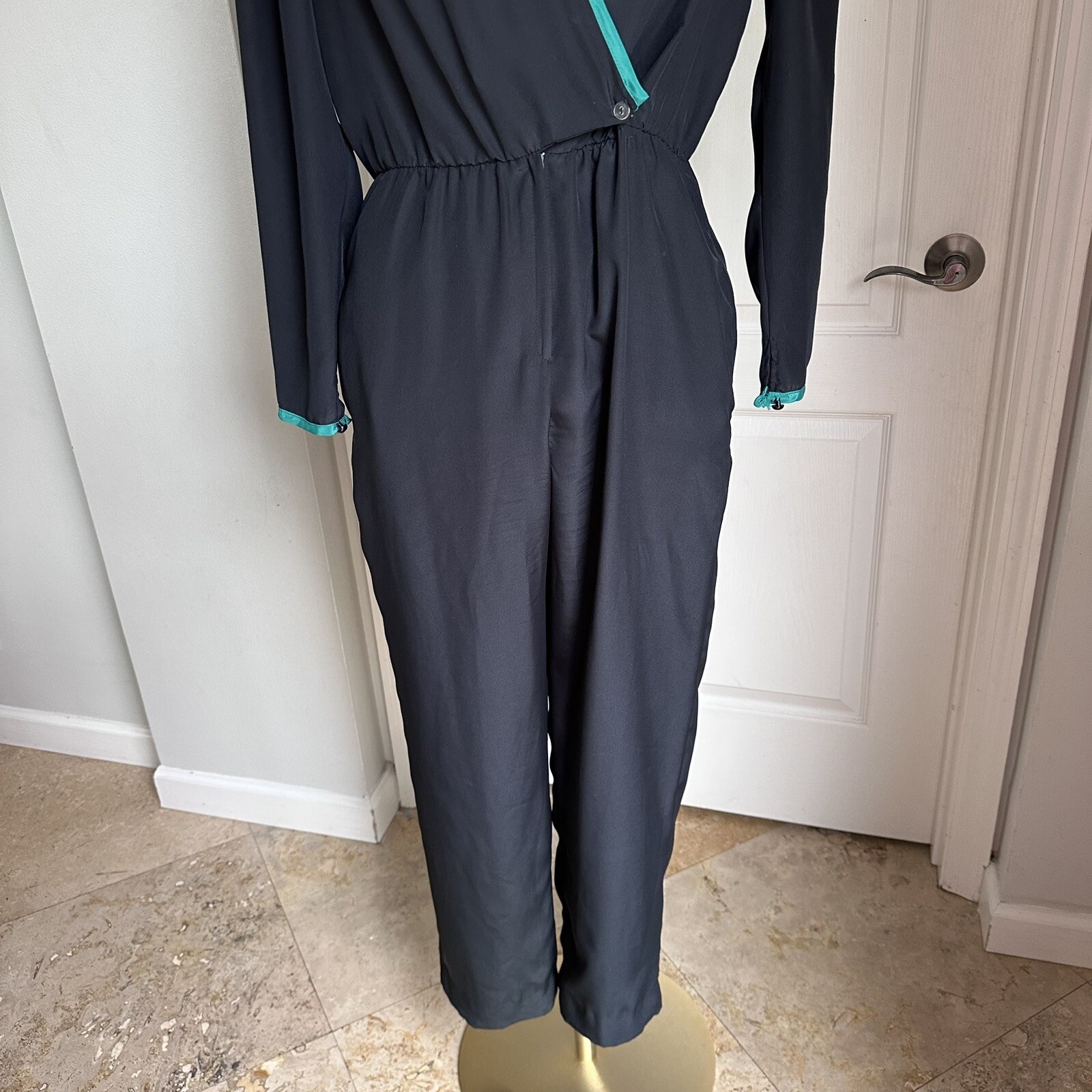 Vintage 70s ALISON PETERS Black JUMPSUIT