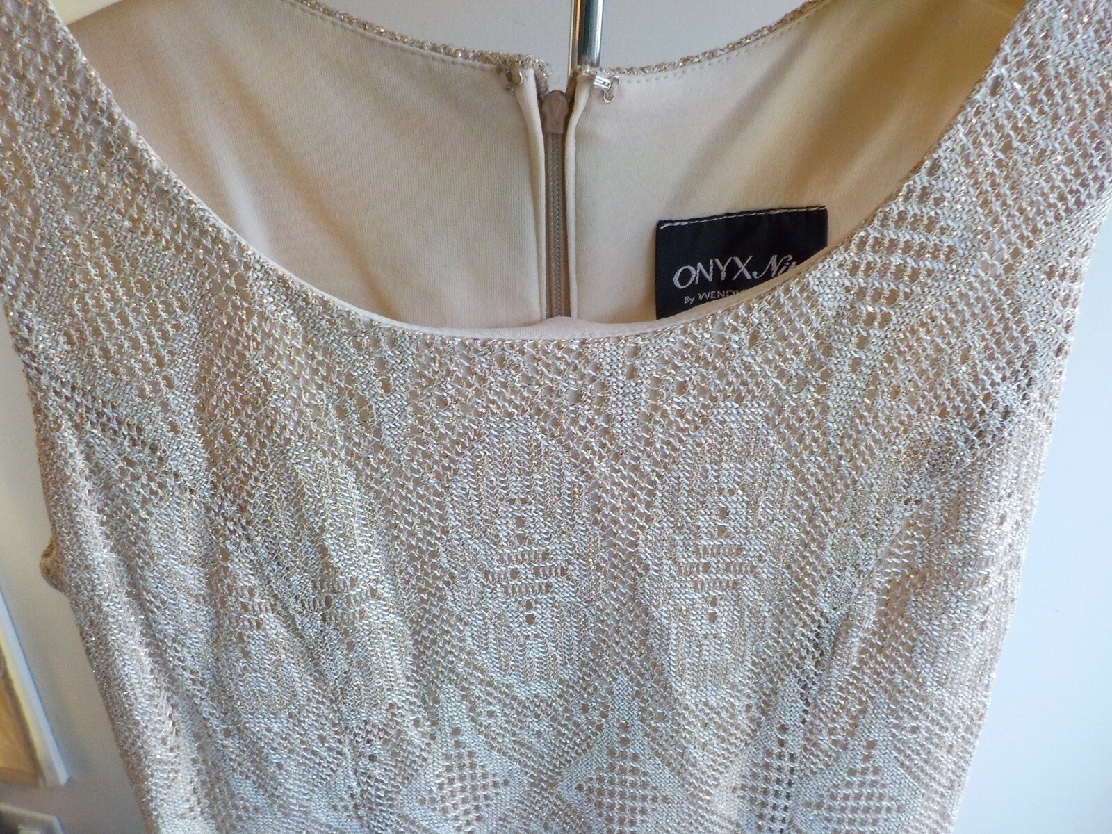 Vintage Onyx Nite dress gold metallic fringe evening occasion SZ 8
