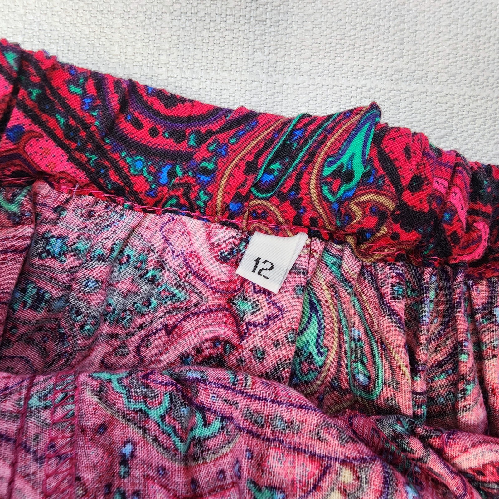 Vintage 80s Pink Paisley Two Piece Sweater Skirt Set Anthony Sicari Size 12