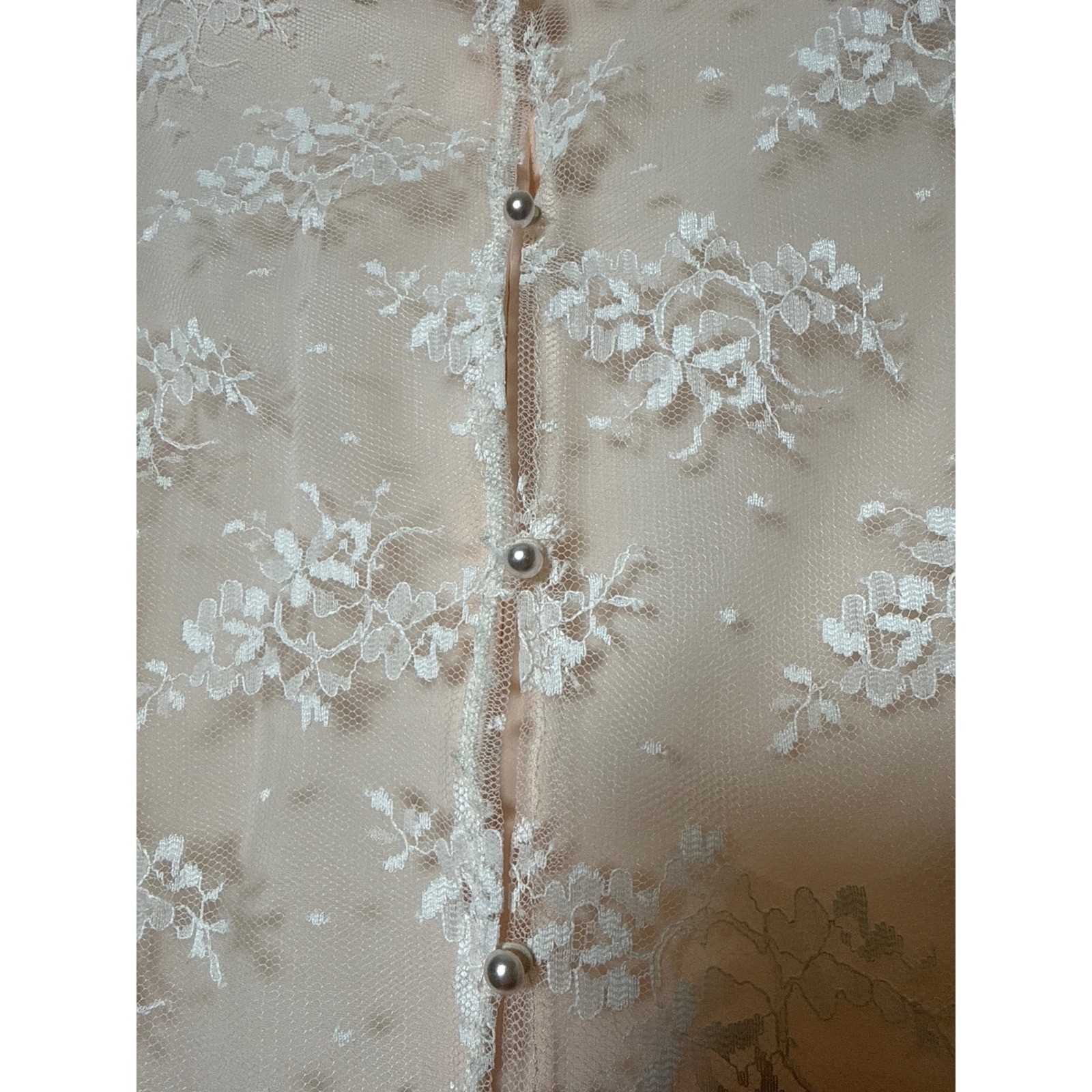 Michael Marcella Ltd Vintage Lace Wedding Dress Blush Ivory Long Sleeve Size 14