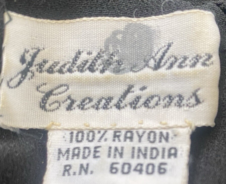 Vintage JUDITH ANN Creations Black Beaded Prom Formal Dress Gown S 80s 90s