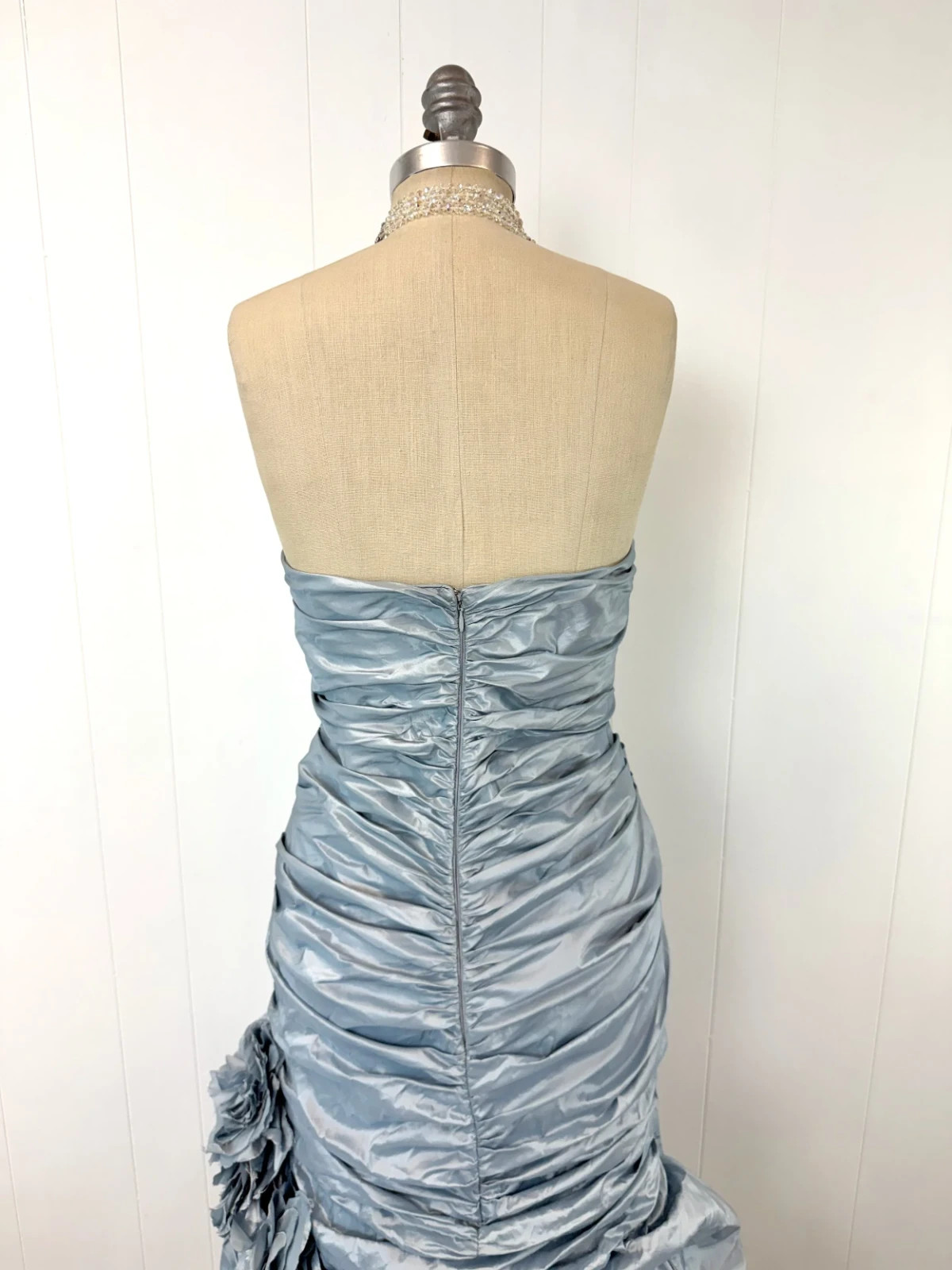 Vintage Catherine Regehr Saks Fifth Avenue Ice Blue Silk Ruffle Prom Dress Gown