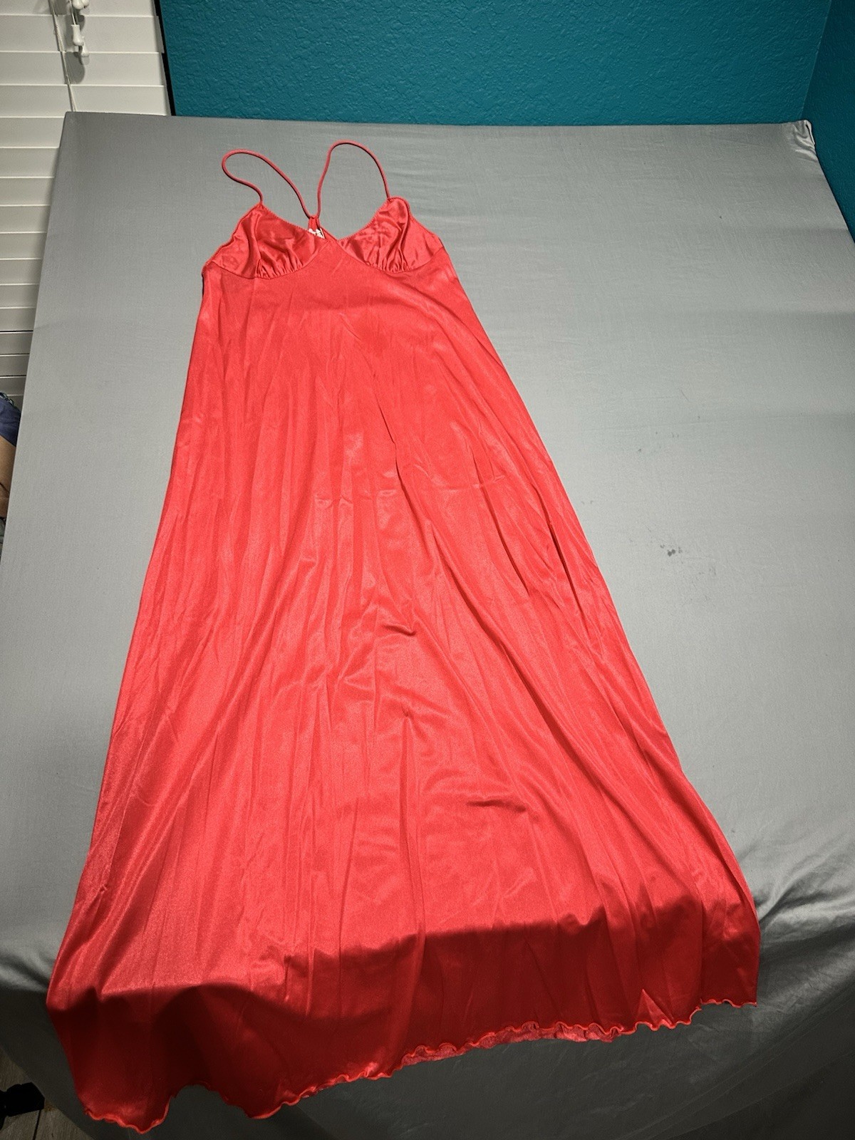 VTG 70s Maidenform Dream Wear Red Full Length Satin Nightgown/Slip S