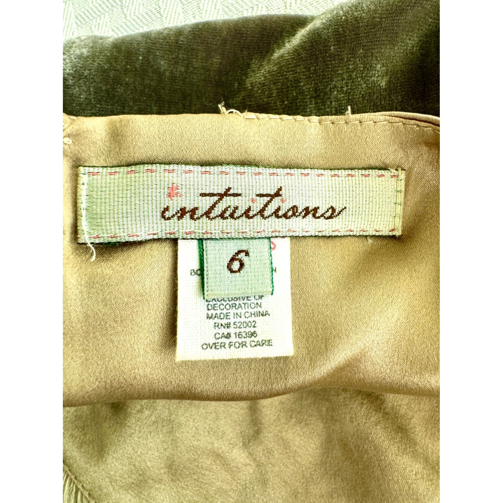 Intuitions Vintage 90s Silk Velvet Beaded Camisole Top Champagne Olive Size 6