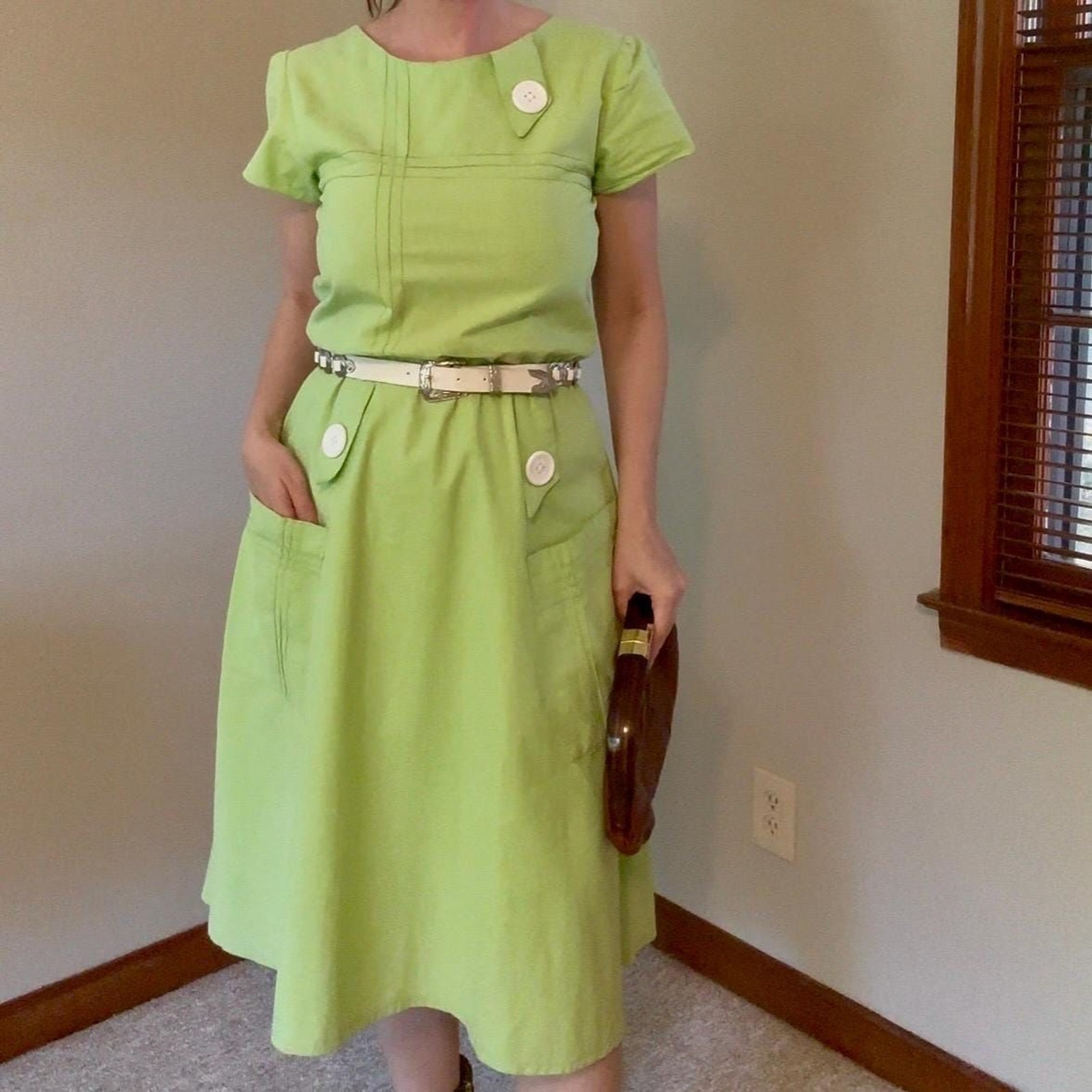 Vintage 60s Lime Green Mod MCM Pop Art Day Dress