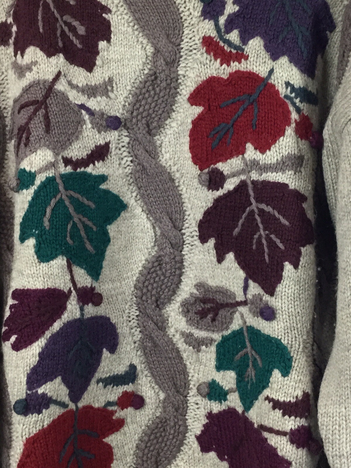 Norm Thompson Portland Oregon Sweater Fall Leaves 100% Wool Women’s Medium