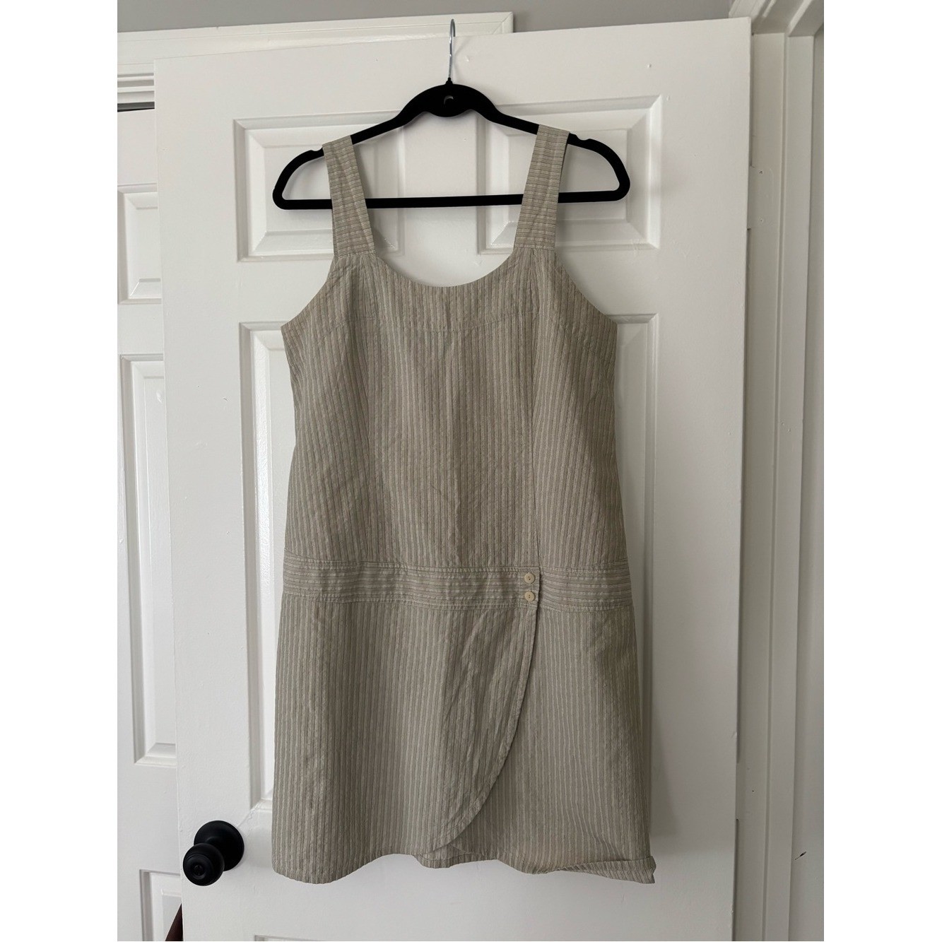 Vintage FLAX 100% Cotton Striped Mini Dress | USA Made Minimalist Cottagecore