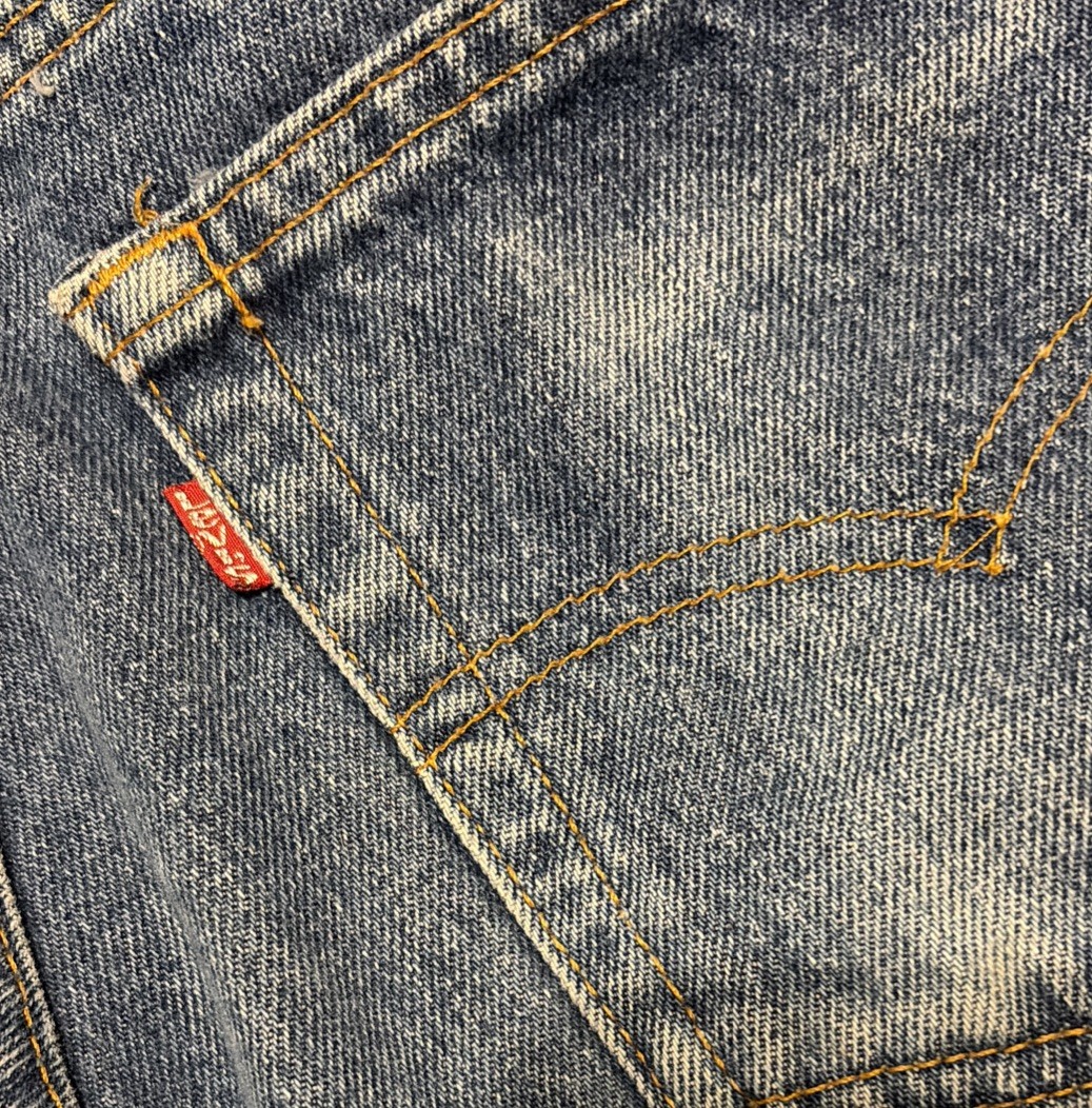 Vintage Levis 505 0217 Red Tab Blue Jeans Denim Fades Raw Hem 30×29 USA Made 80s