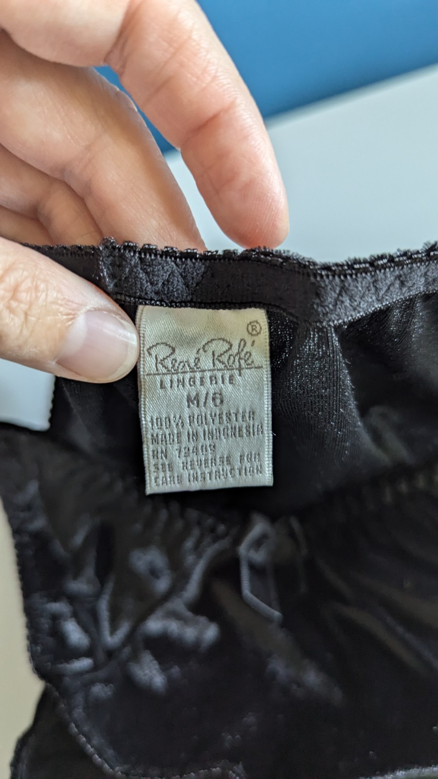 Vtg 90s Black Crushed Velvet Bikini Panties Sz M/6 Rene Rofe Underwear Vintage