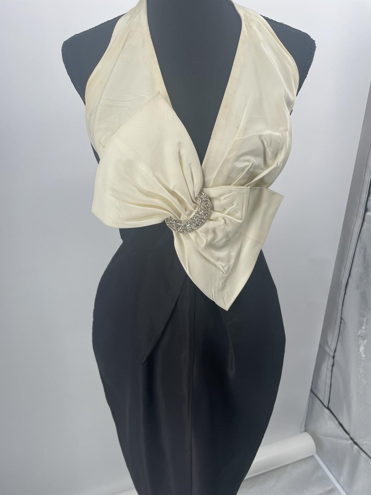 VTG Climax David Howard KAREN OKADA Dress Black Cream 80s Whimsygoth Vamp 8 S