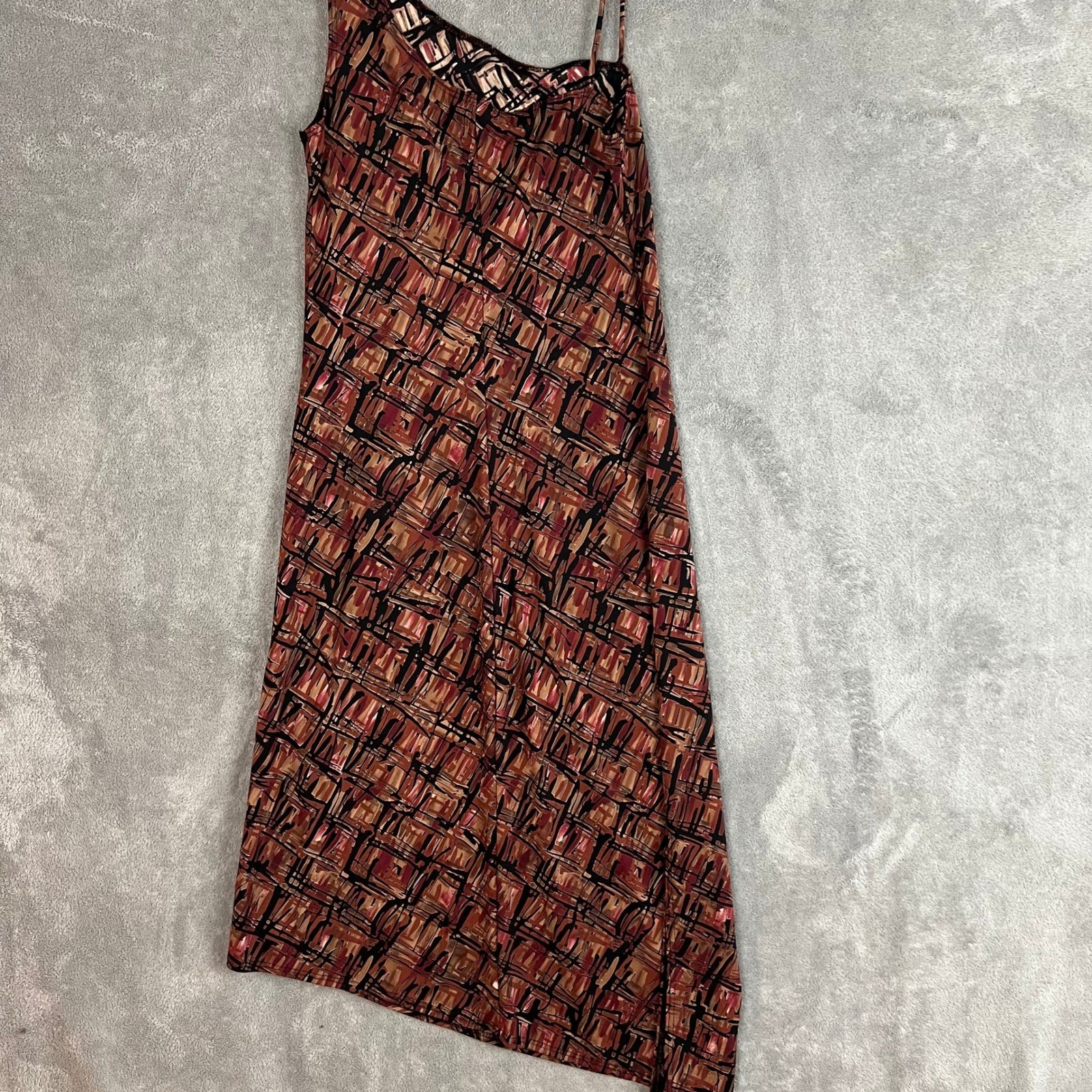 Vintage Y2K Midi Bodycon Dress Womens M Asymetrical Abstract Made in USA