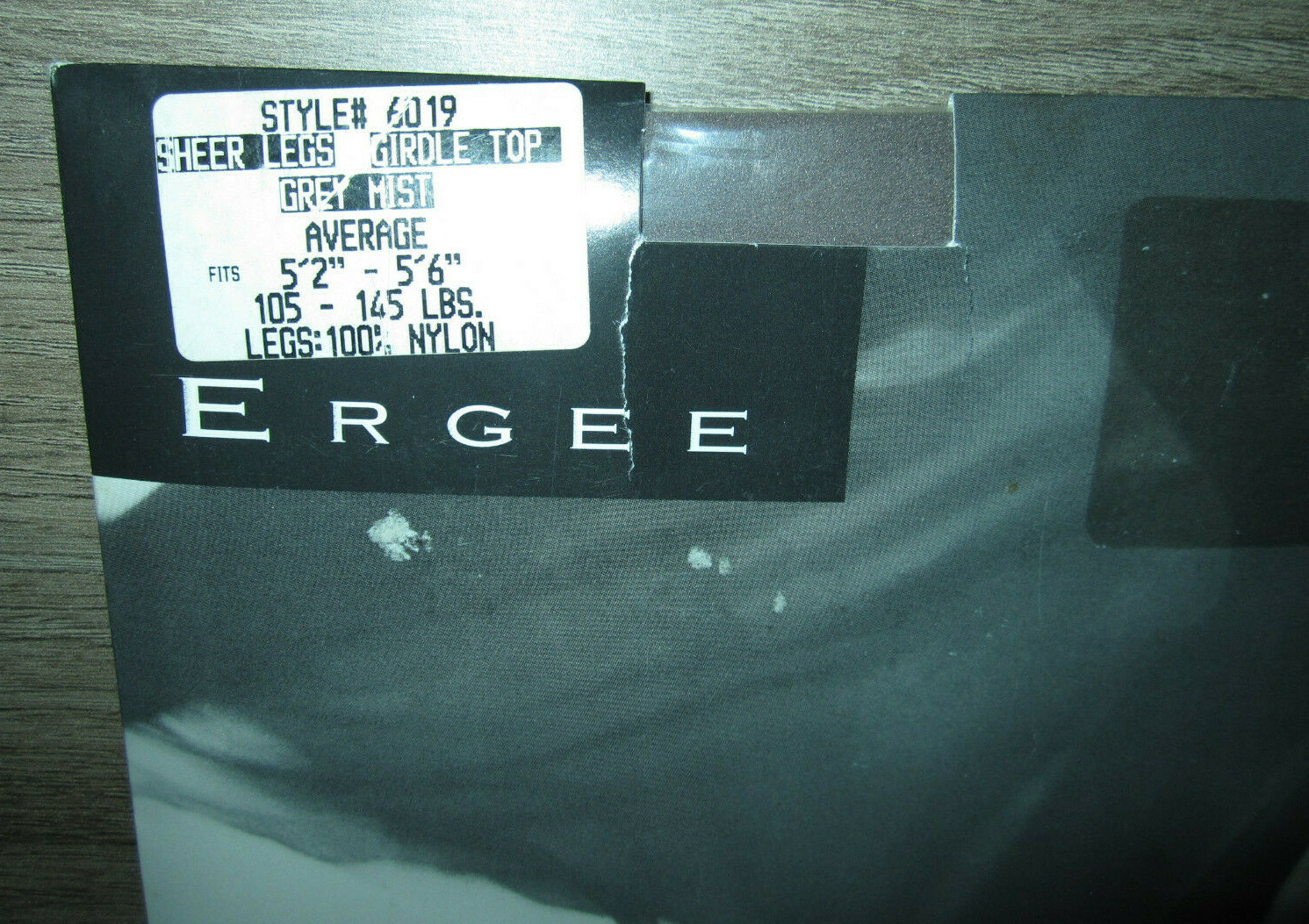 Vtg Ergee Austria Sheer Legs Girdle Top Grey Mist pantyhose nylons, style #6019