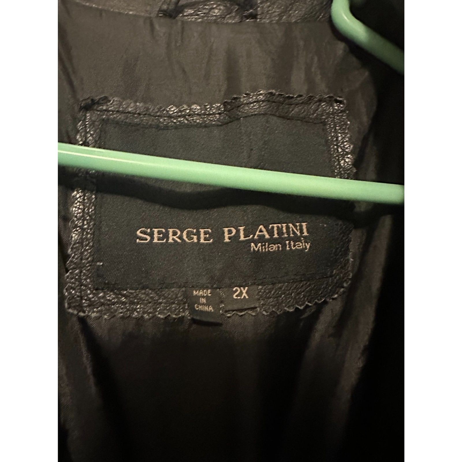 Vintage Serge Platini Genuine Leather Button Front Coat Jacket Black Women’s 2X