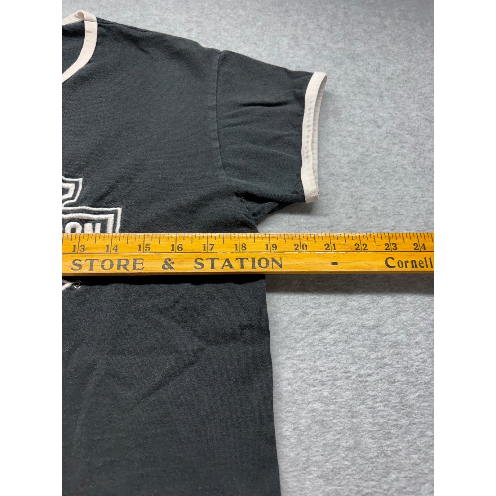 Vintage Harley-Davidson Ringer T-Shirt Black Ozark Lebanon MO Womens M