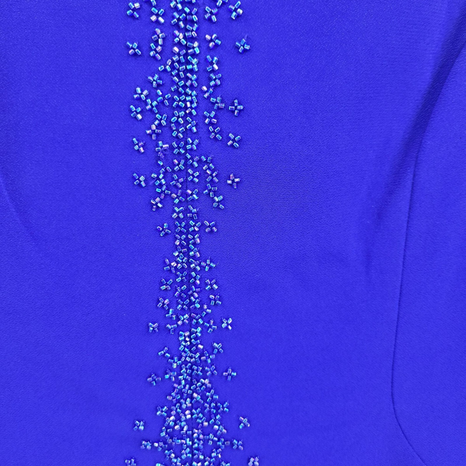 Vintage 80’s Daymor Couture Gown 6 Blue Peplum Beaded Front Slit Modest Sexy