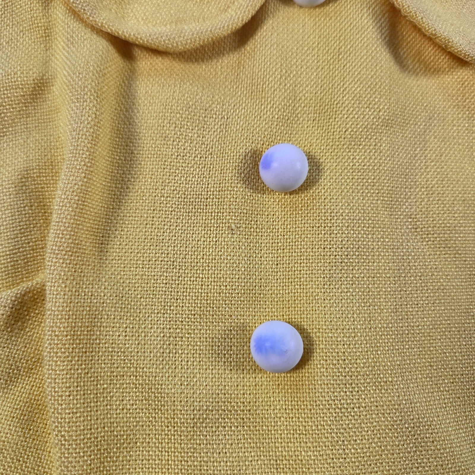 Vintage 60s Dress Womens Small Yellow Mini Peter Pan Mod Shift Sleeveless
