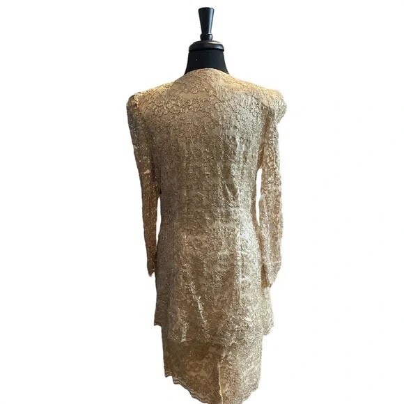 Lisa Michaels Victorian Lace Shoulder Pads Long Sleeve Blouse Women’s Suit Set