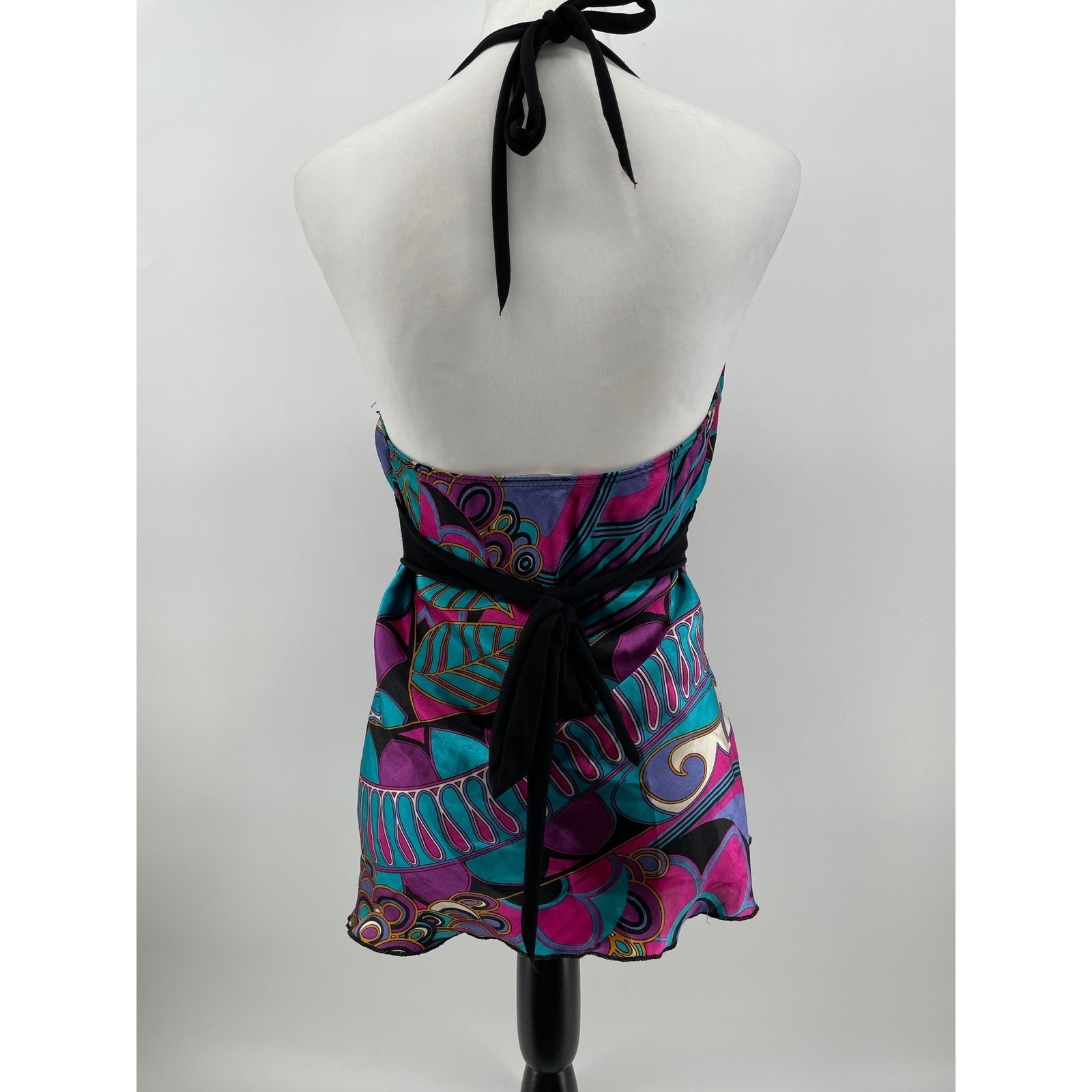 Vintage Halter Top Women Large Y2K Psychedelic Hippie Retro Festival