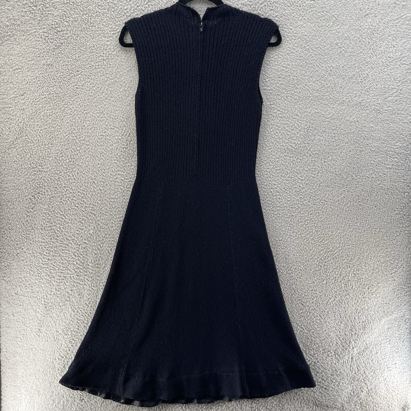 Vintage St John Knits Santana Dress Women Small Navy Midi 70s Preppy Academia
