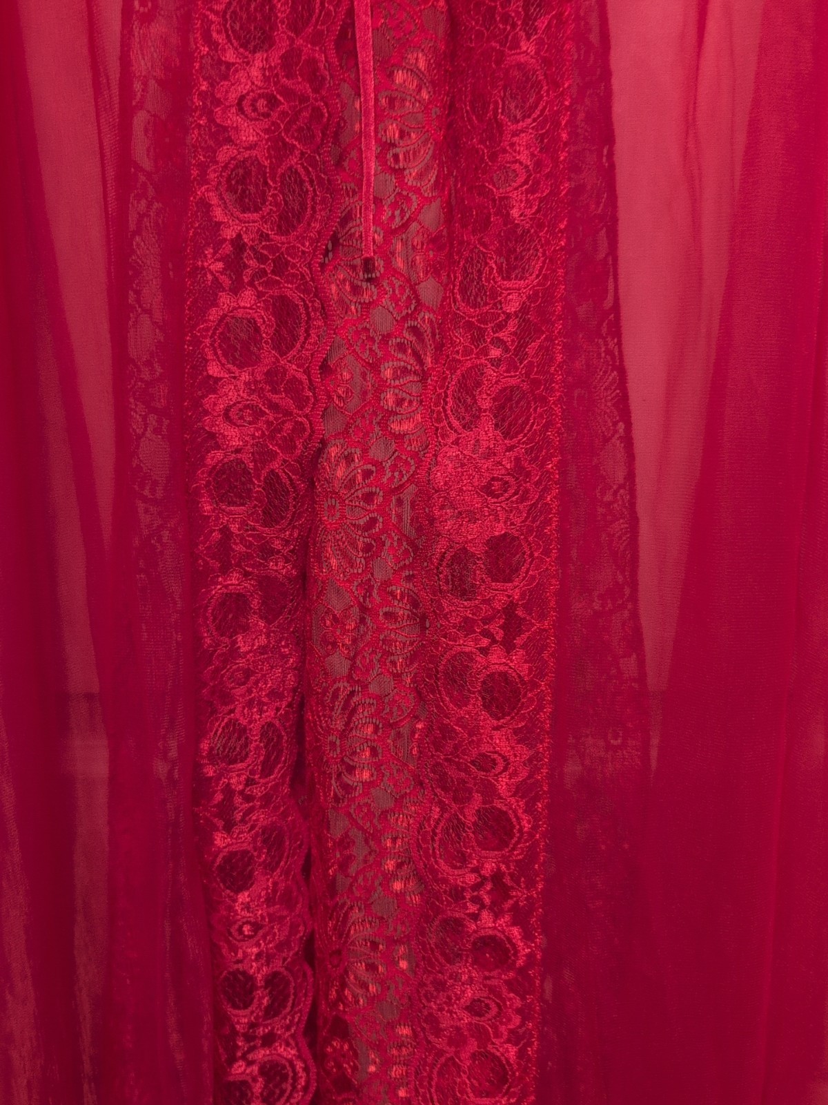 Vintage Lacey Sexy Longline Red V-Neck CoverUp Romantic Women’s 38