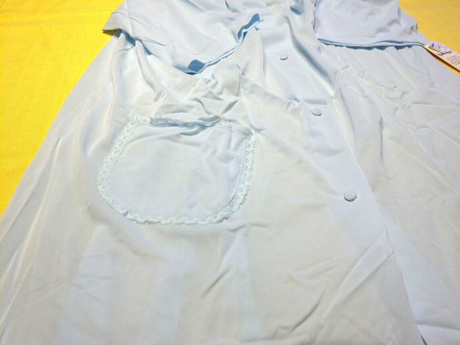 NWT Shadowline blue lace peignoir lingerie negligee robe nylon bathrobe lounging
