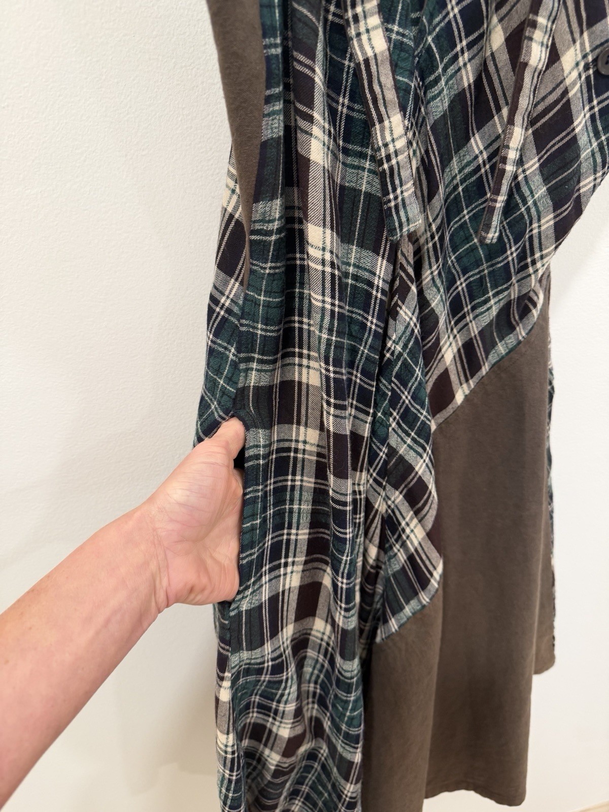 Y’s Yohji Yamamoto Asymmetrical Plaid Linen Cotton Sz S Made/Purchased in Japan