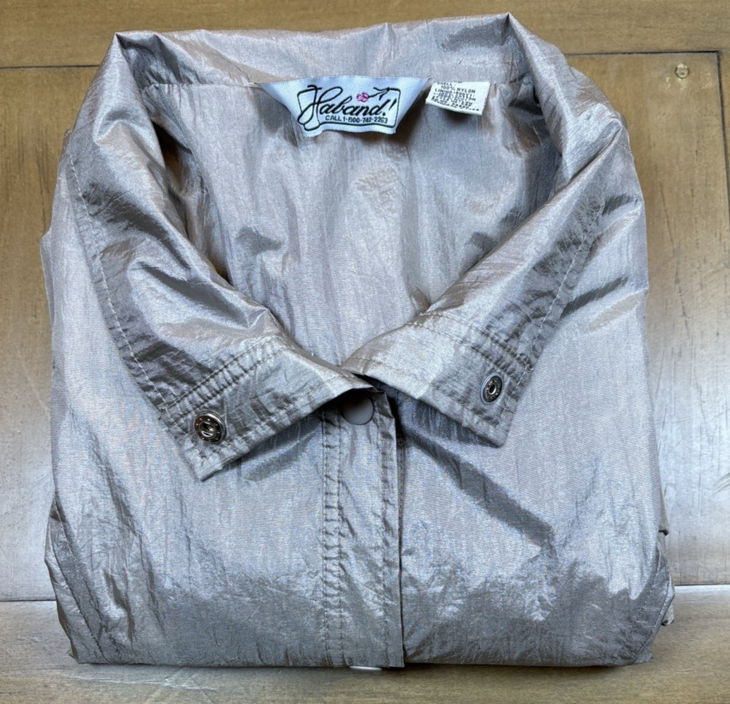Haband 80s Metallic Windbreaker Womens Lightweight Snap Jacket L Gorpcore Sporty