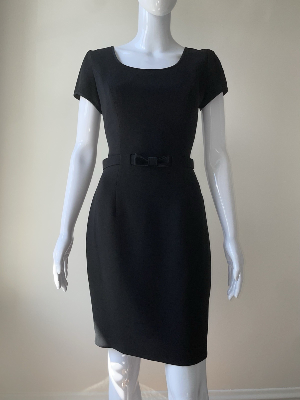 Vintage S 8 Dress Late 90s Little Black Bow LBD Shift Crepe Saks Jackie O VGUC