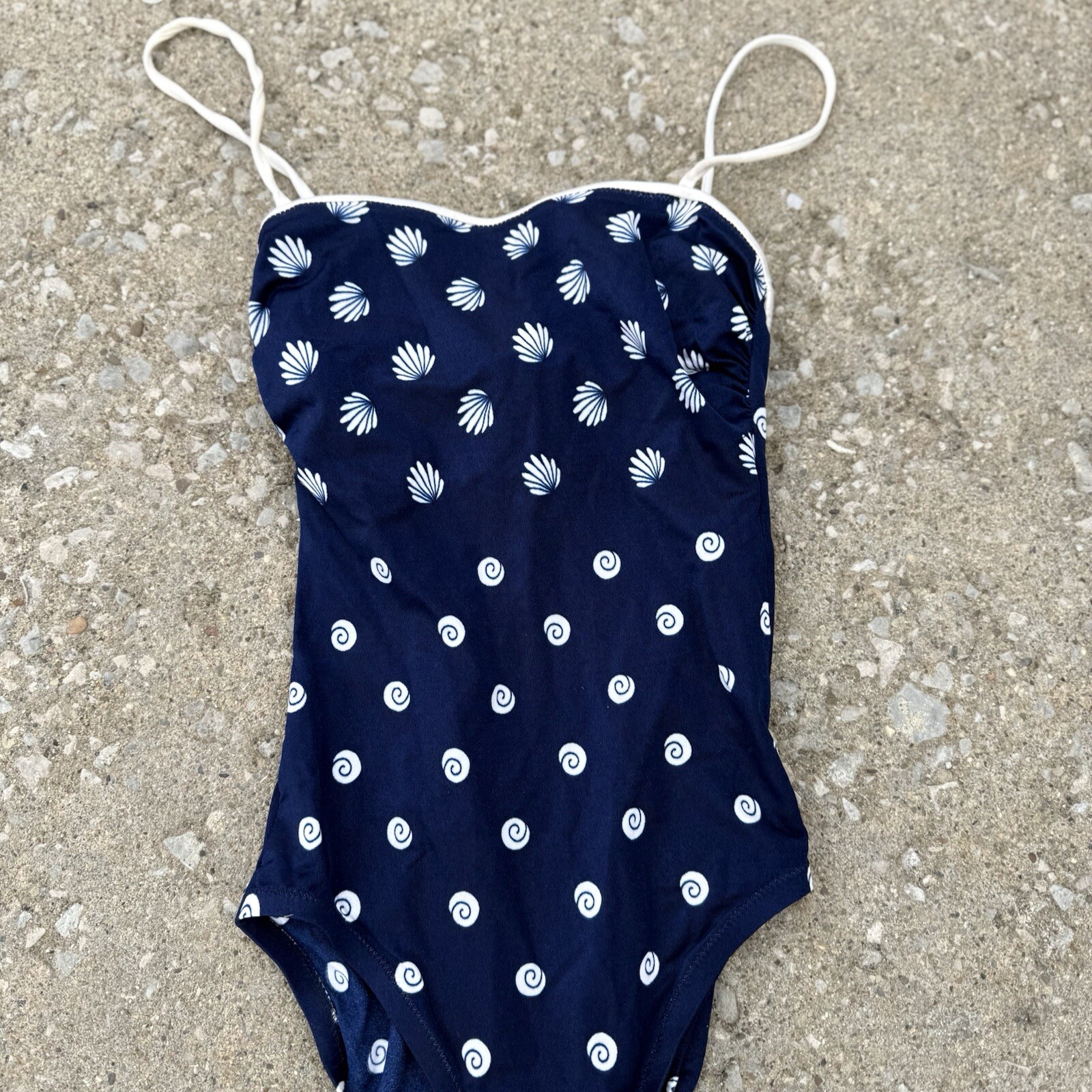 VTG DeWeese Designs 60’s Bathing Suit One Piece Navy Sz 10/32 Sof Cup Bra Nautic