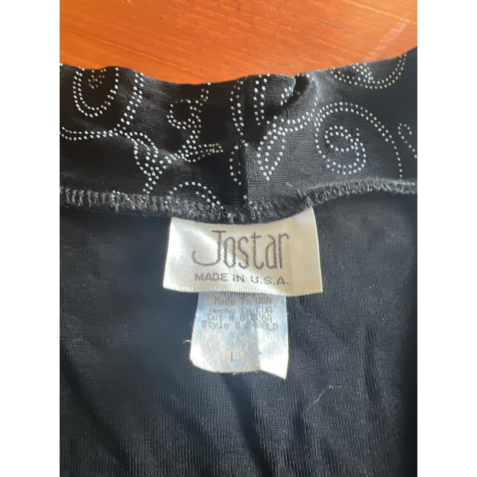 Jostar Vintage Black & White Print Slinky Open Front Jacket Top Size L Travel