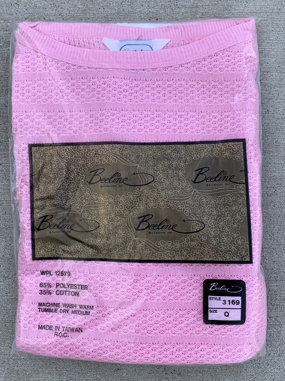 Vintage Beeline Fashions Knit Top Pink Sweater Made In Taiwan ROC Size Q