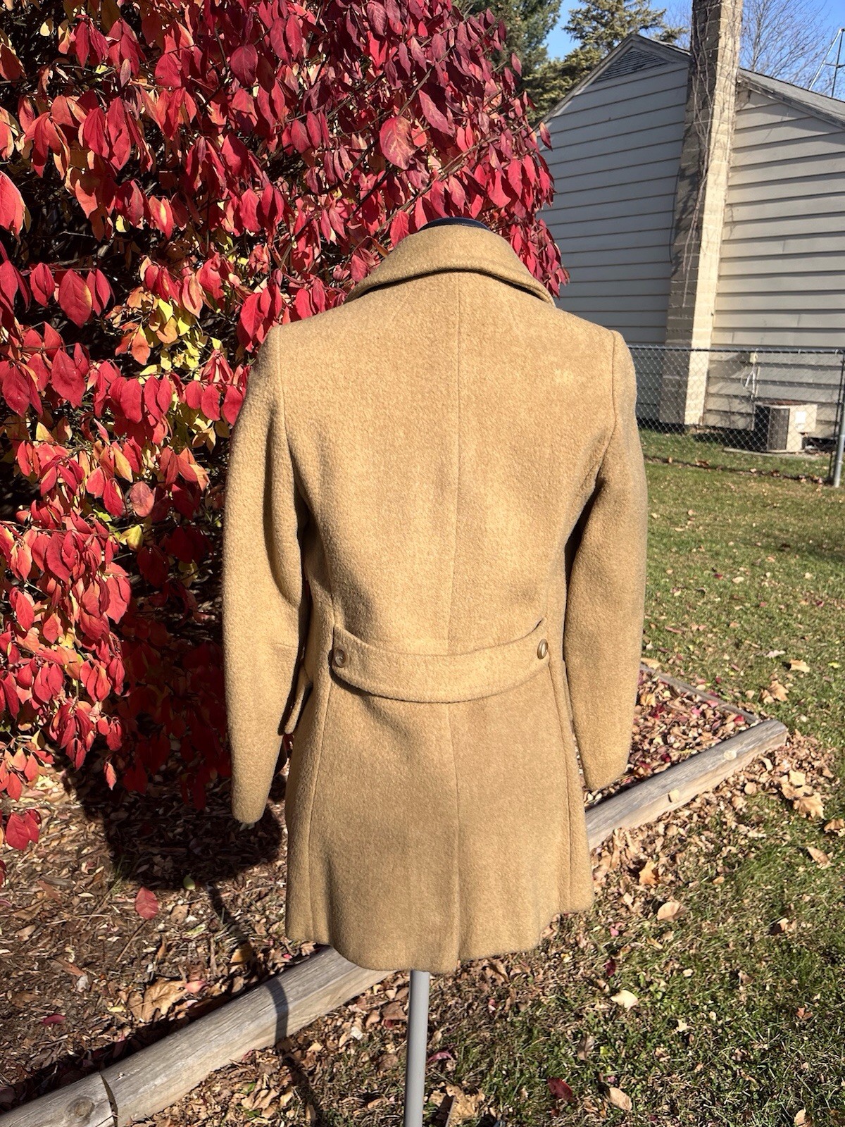 Vintage 1950s 1960s Brown Button Down Wool Peacoat Womens S/M Double Breasted