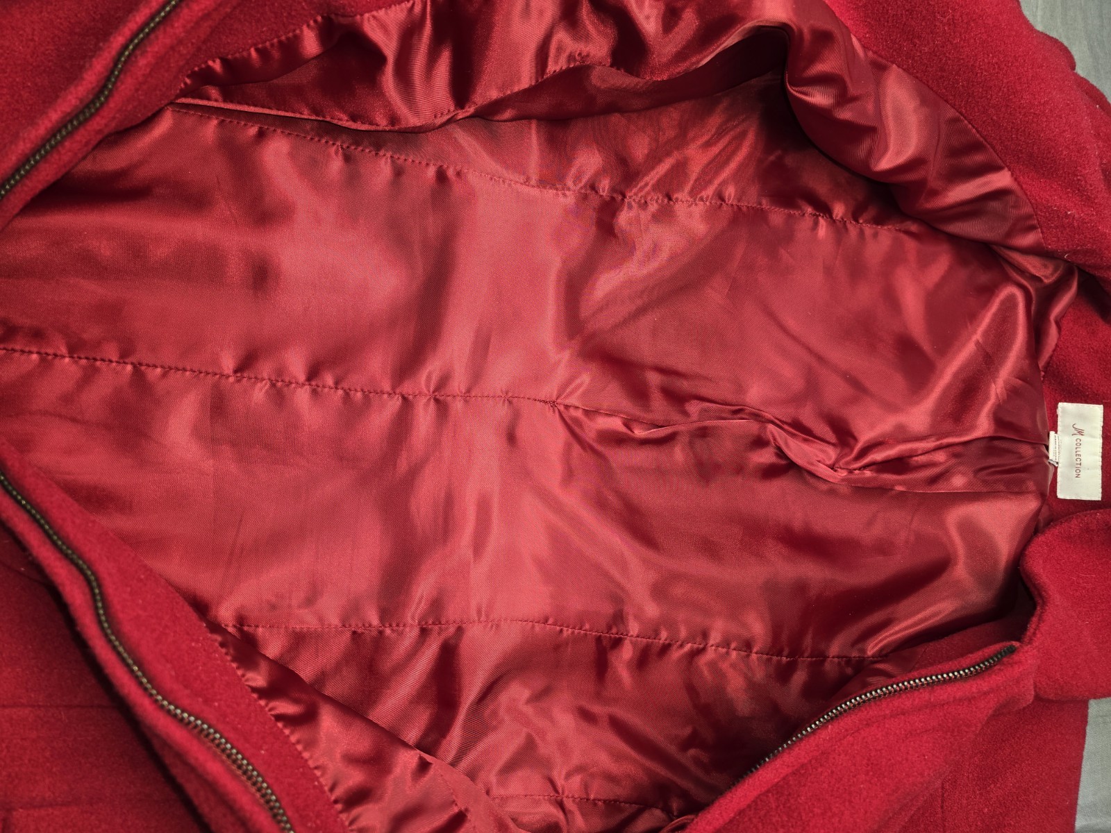 Vintage Red Wool Hooded Blazer Jacket Satin Lined Classic Dressy 90s Medium