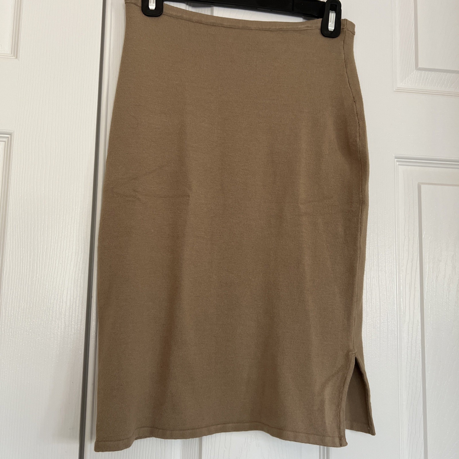 Vintage Etincelle Couture Tan Sleeveless Top & Midi Skirt Set W/Black Accent XS