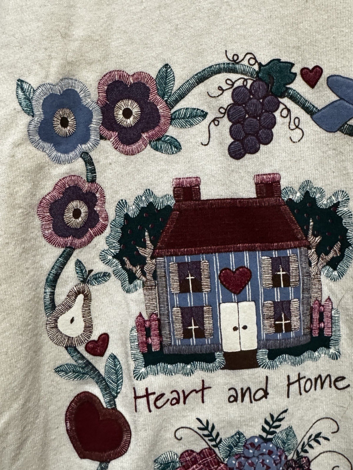 Heart & Home Quilt Style T-Shirt Medium Cottagecore Grannycore Vintage 1990s