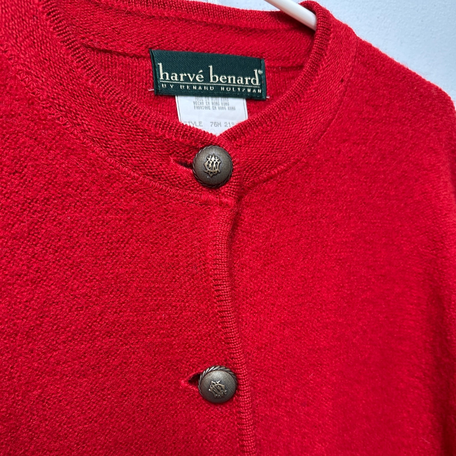 Vtg Harve Benard Medium Red Wool Cardigan Jacket Sweater Coat Womens 12 Coatigan